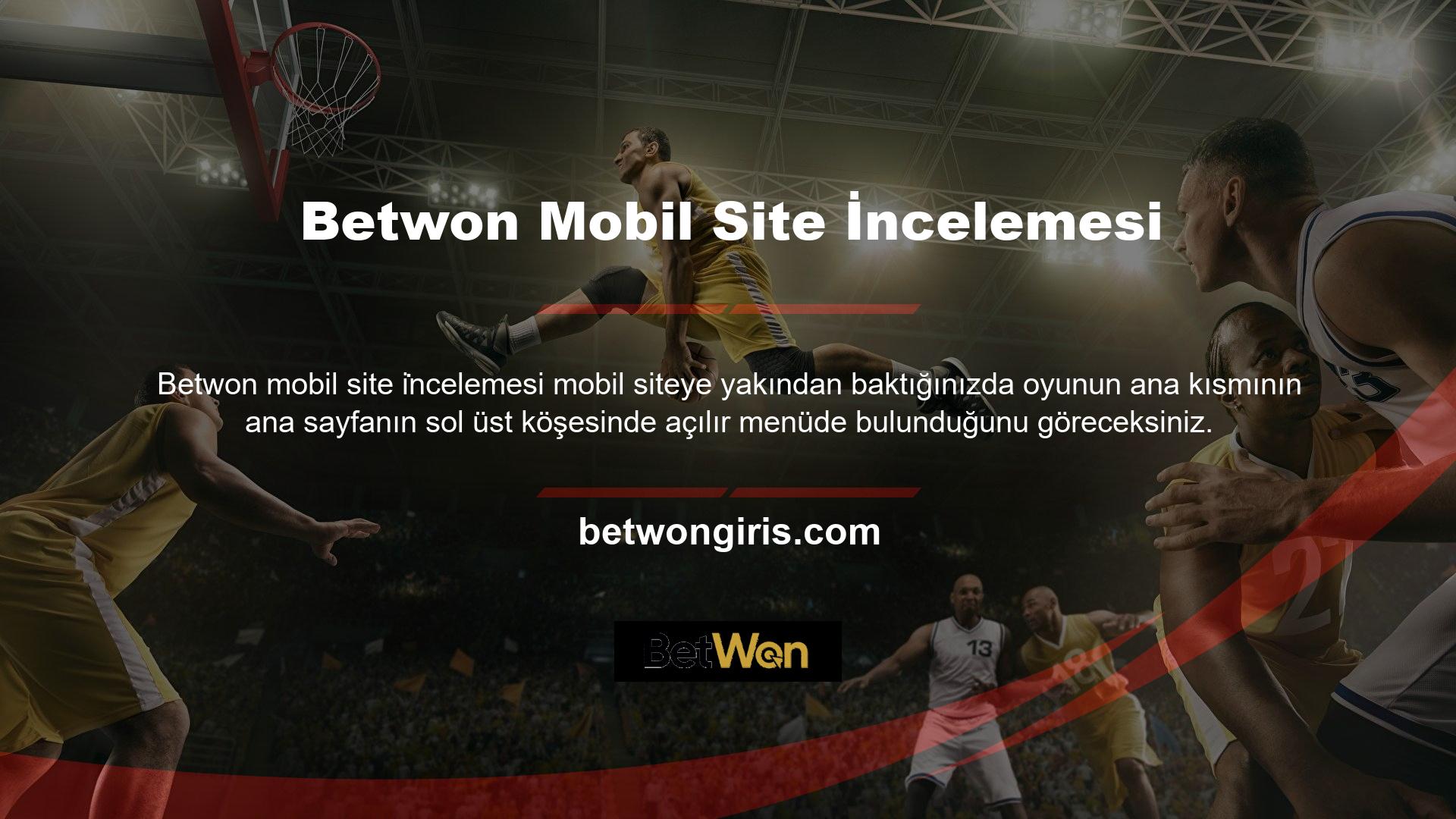 Betwon mobil web sitesinin ana sayfasının sağ üst köşesinde Türkçe, İngilizce, Almanca ve Fransızcayı destekleyen hızlı bir karşılaştırma çubuğu bulunmaktadır